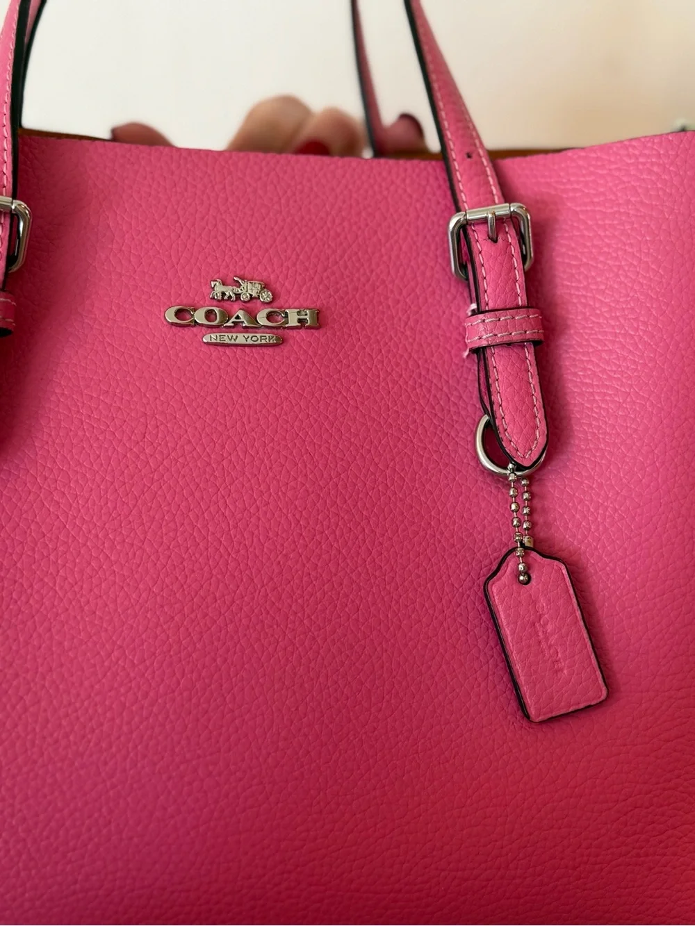 Coach Pink Leather Mollie Tote Purse with Crossbody Strap